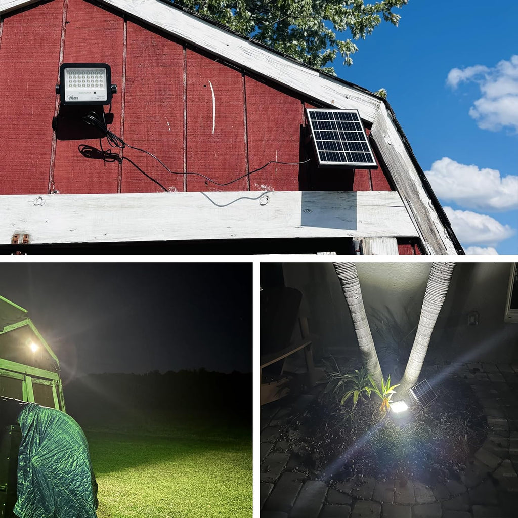Outdoor Solar Flood Light, 6500K Bright White Floodlights, IP65 Waterproof Solar Power Security Light, Dusk to Dawn