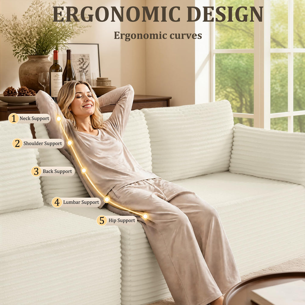 138" Oversized Boneless Couches, 8-Seat Modular U-Shaped Sectional Sofa with Deep Seat, Memory Foam, No Assembly