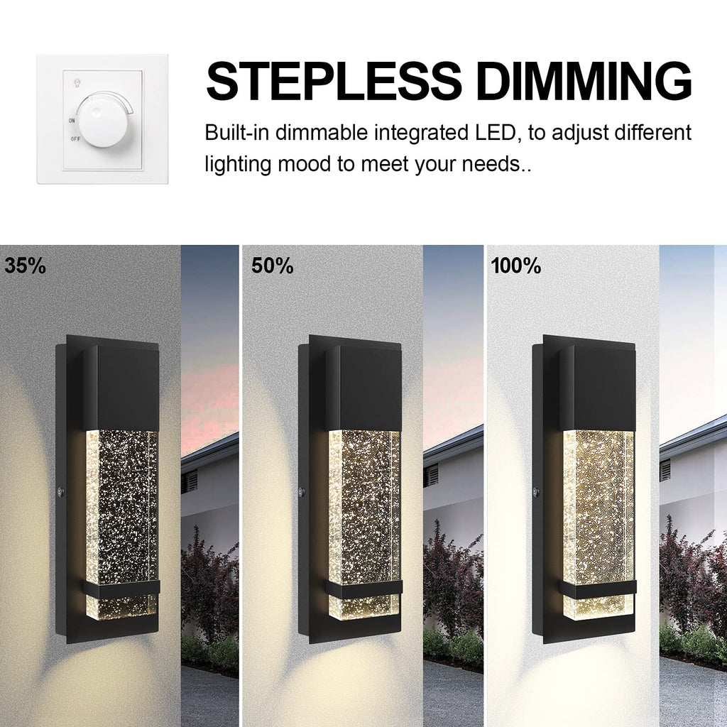 Modern Wall Sconce, LED Wall Light with Crystal Bubble Glass Modern Porch Light Outdoor Indoor Wall Fixture 12W Lumen