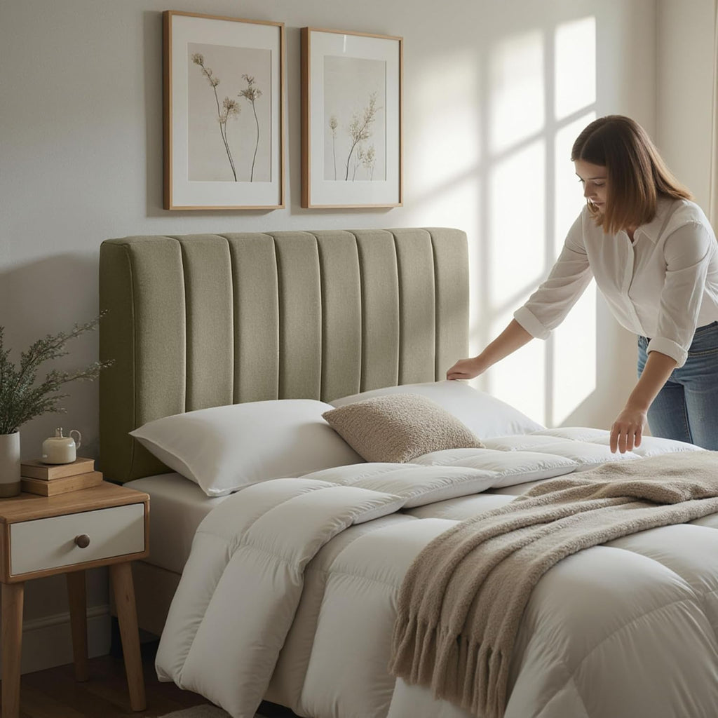 Upholstered King Headboard - Easy Assemble Channel Stitched Headboard King Bed