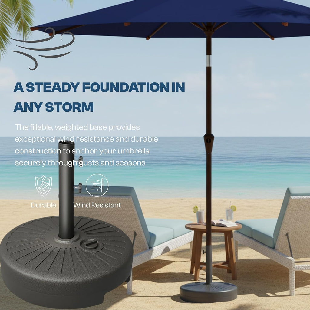 Umbrella Base Water Filled Stand 81.5lb Max Capacity Heavy Duty Patio Umbrella Base