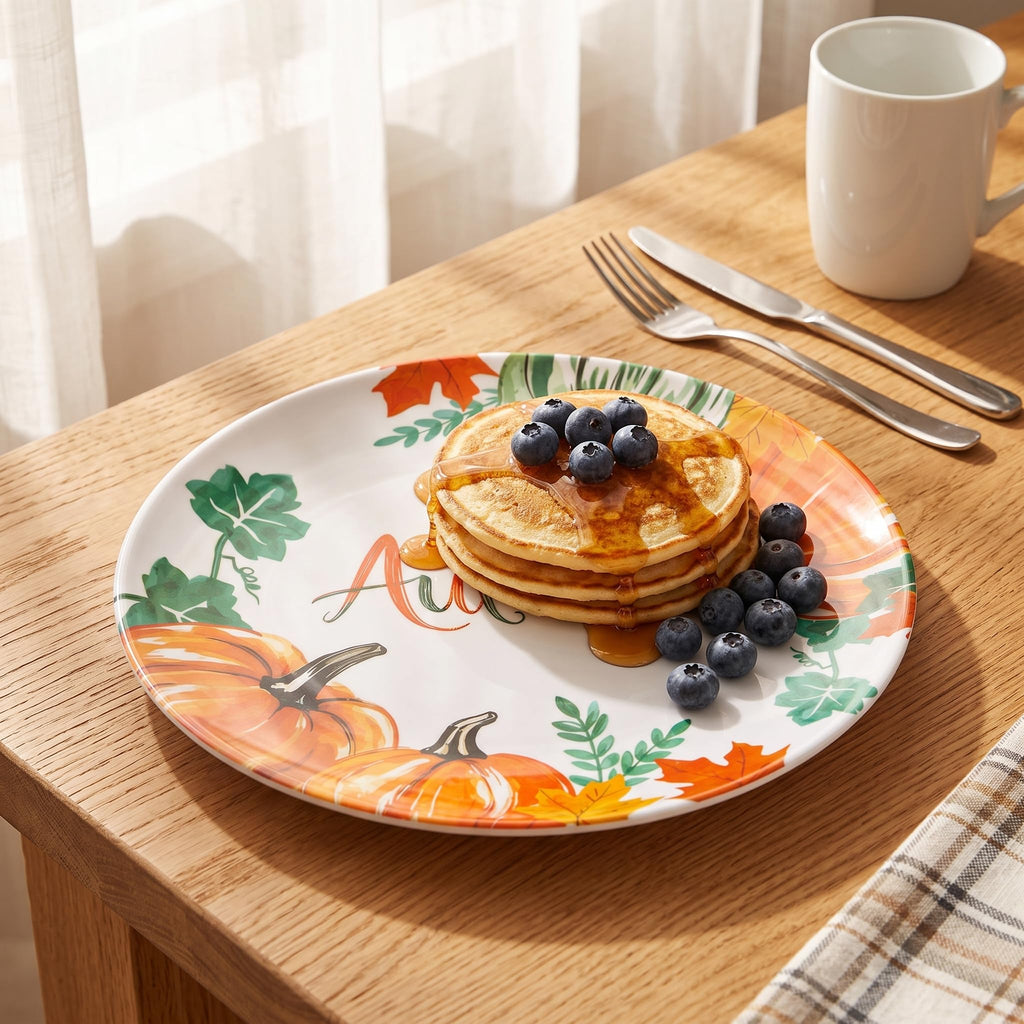 6pcs Melamine Dinner Plate Sets, 10inch Unbreakable Pumpkin Dishes