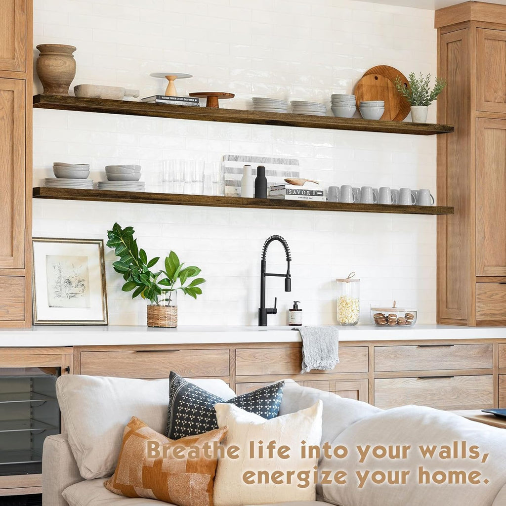 36 Inch Floating Shelves for Wall Long Set of 3, Large Deep Wall Shelves Living Room Decor, Rustic Wood Floating