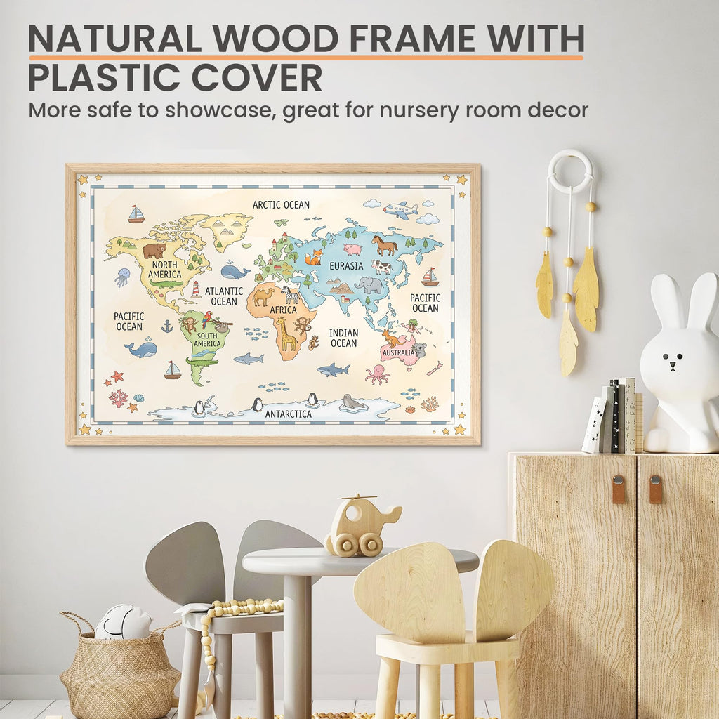 24x36 Picture Frame Solid Wooden, Nursery Decor, 1Pack Natural