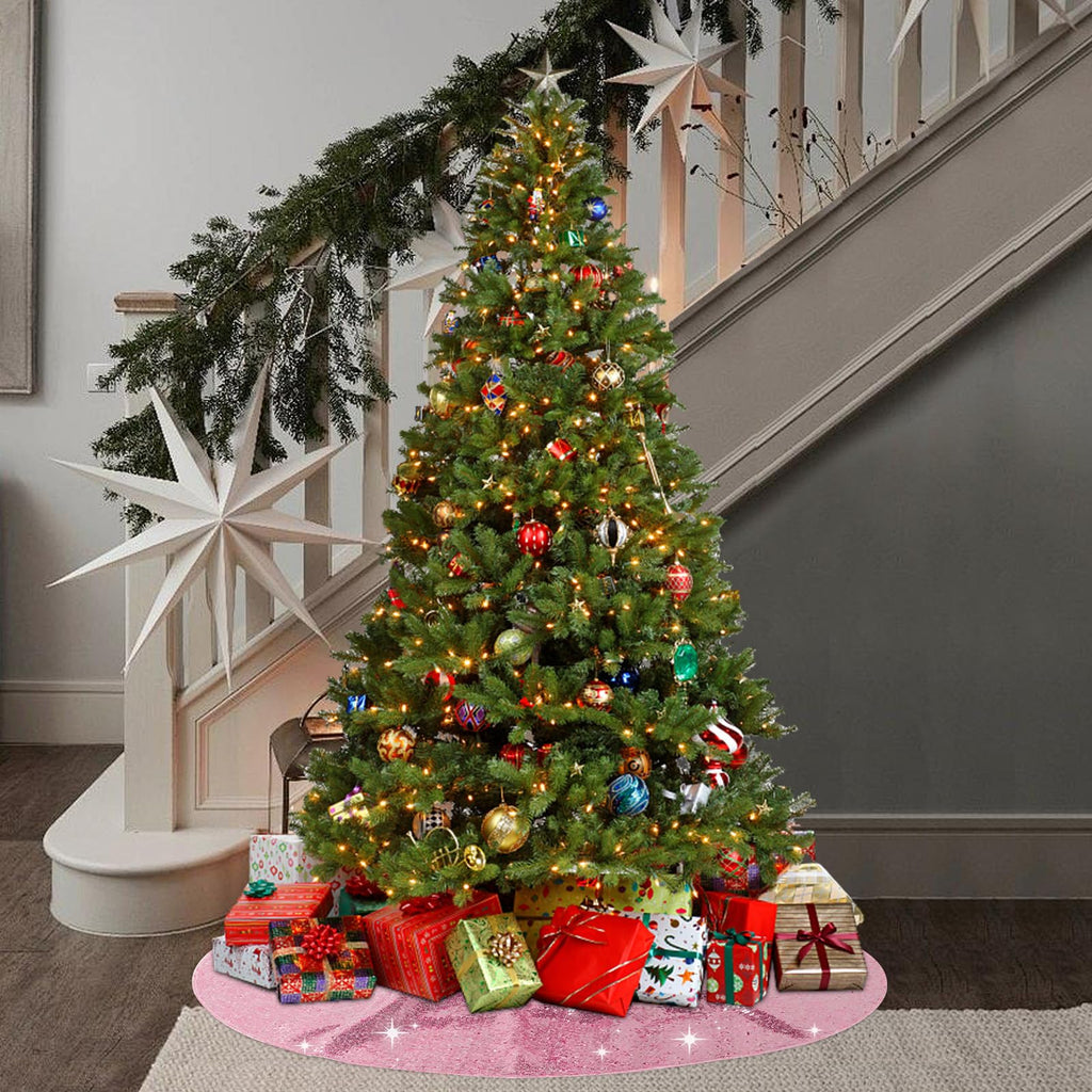 Large Christmas Tree Skirt Fuchsia Pink Sequin 70 Inch