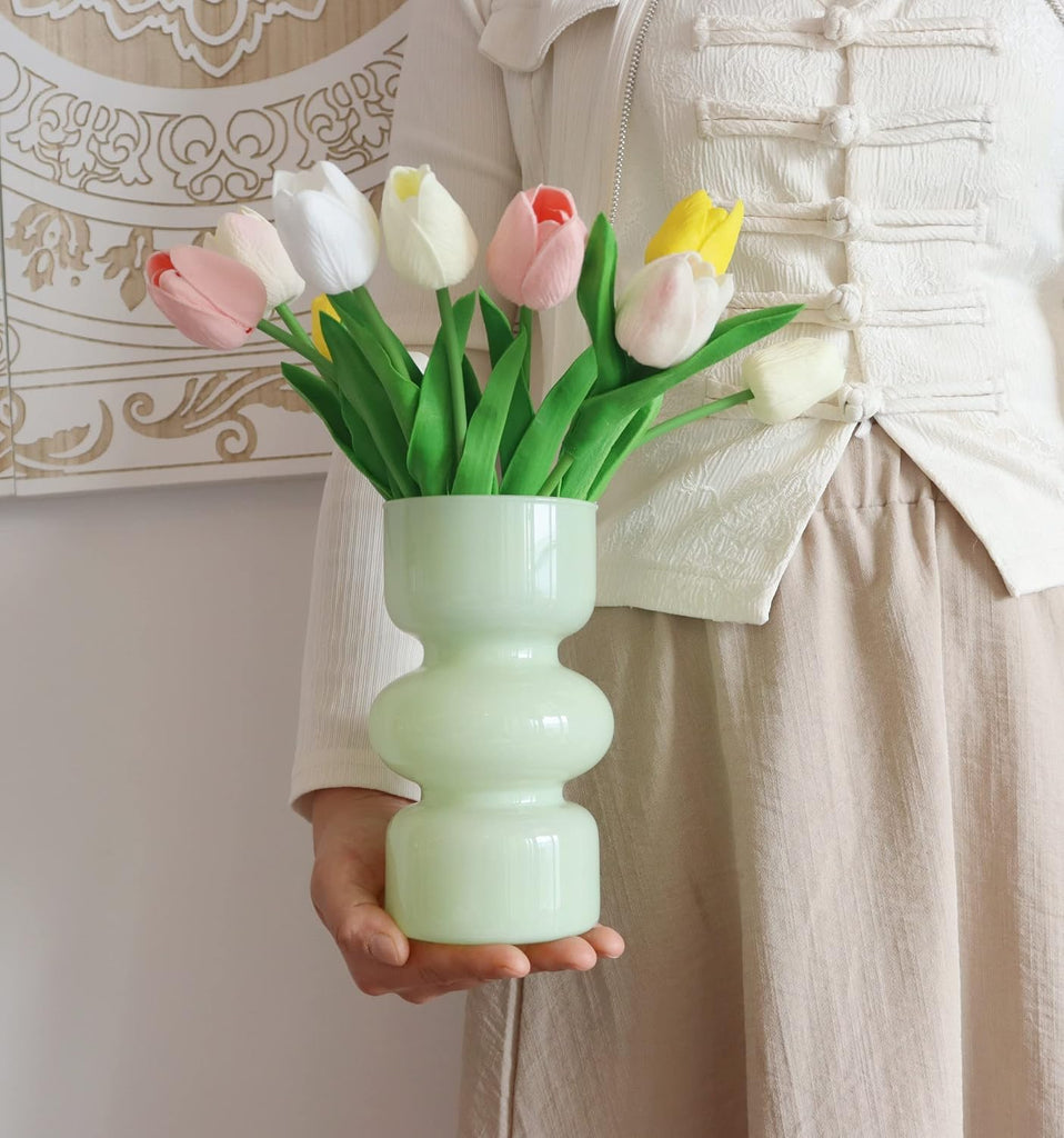 Glass Hydroponic Flower Vase, 7 Inches Colored Bubble Vase