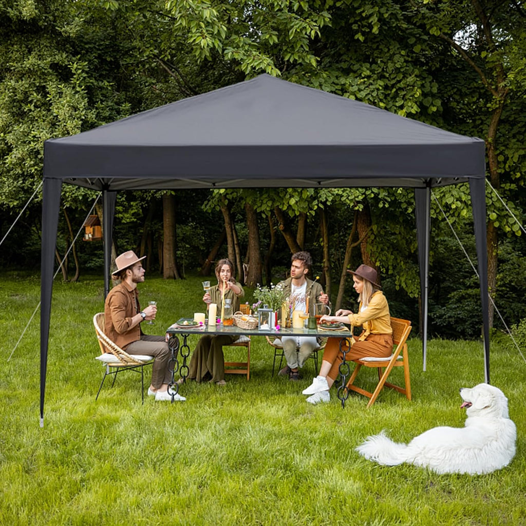 10x10 Pop Up Canopy Tent, Outdoor Portable Foldable Canopy Parties, EZ Up Gazebo with Carry Bag (Grey)