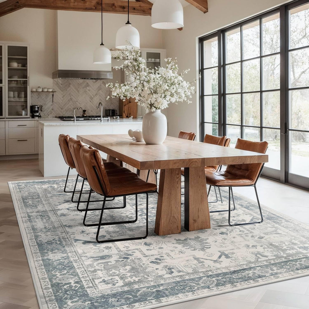 Area Rugs 5x7, Washable Rugs,Blue Rug