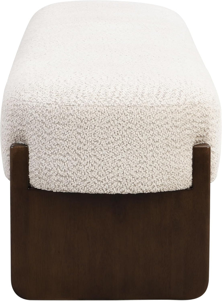 Arden Minimalist Style Rectangular Loop Yarn Fabric Ottoman Bench, Rubberwood Frame, Entryway Bench, Living Room Sofa