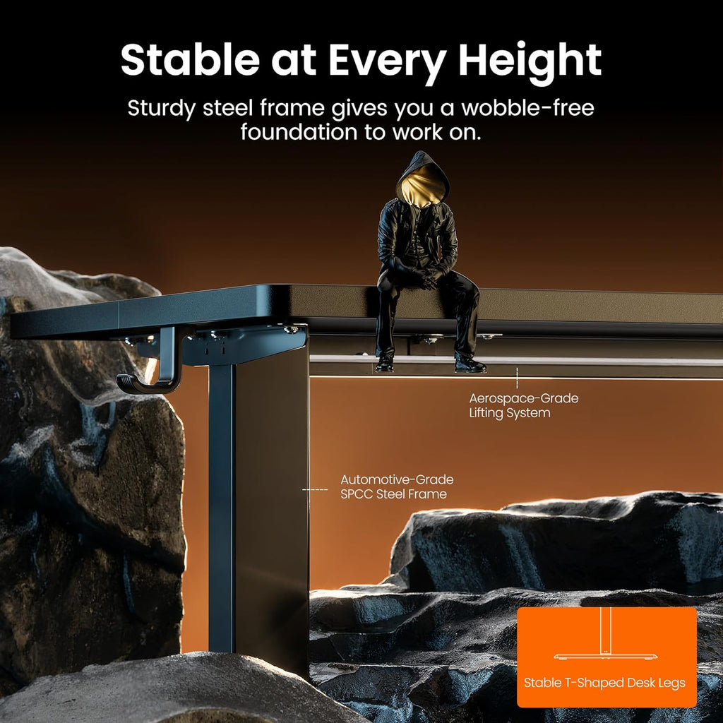 Height Adjustable Electric Standing Desk, 48 x 24 Inches Sit Stand up Desk, Memory Computer Home Office Desk, Black