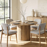 47-Inch Round Dining Table for 4-6, Modern Kitchen Table with Fluted Pedestal Base, Farmhouse Wood Dinner Furniture