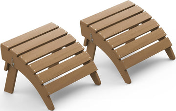 Folding Adirondack Ottoman Set of 2, Adirondack Footrest Without Assembly for Adirondack Chair, Brown