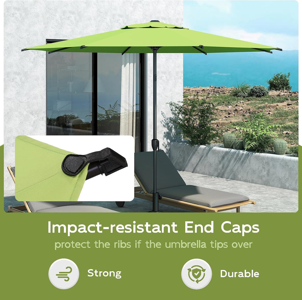 9FT Lyon Outdoor Patio Umbrella Outdoor Table Umbrella with Crank Market Umbrella 8 Sturdy Ribs UV Protection - Lime