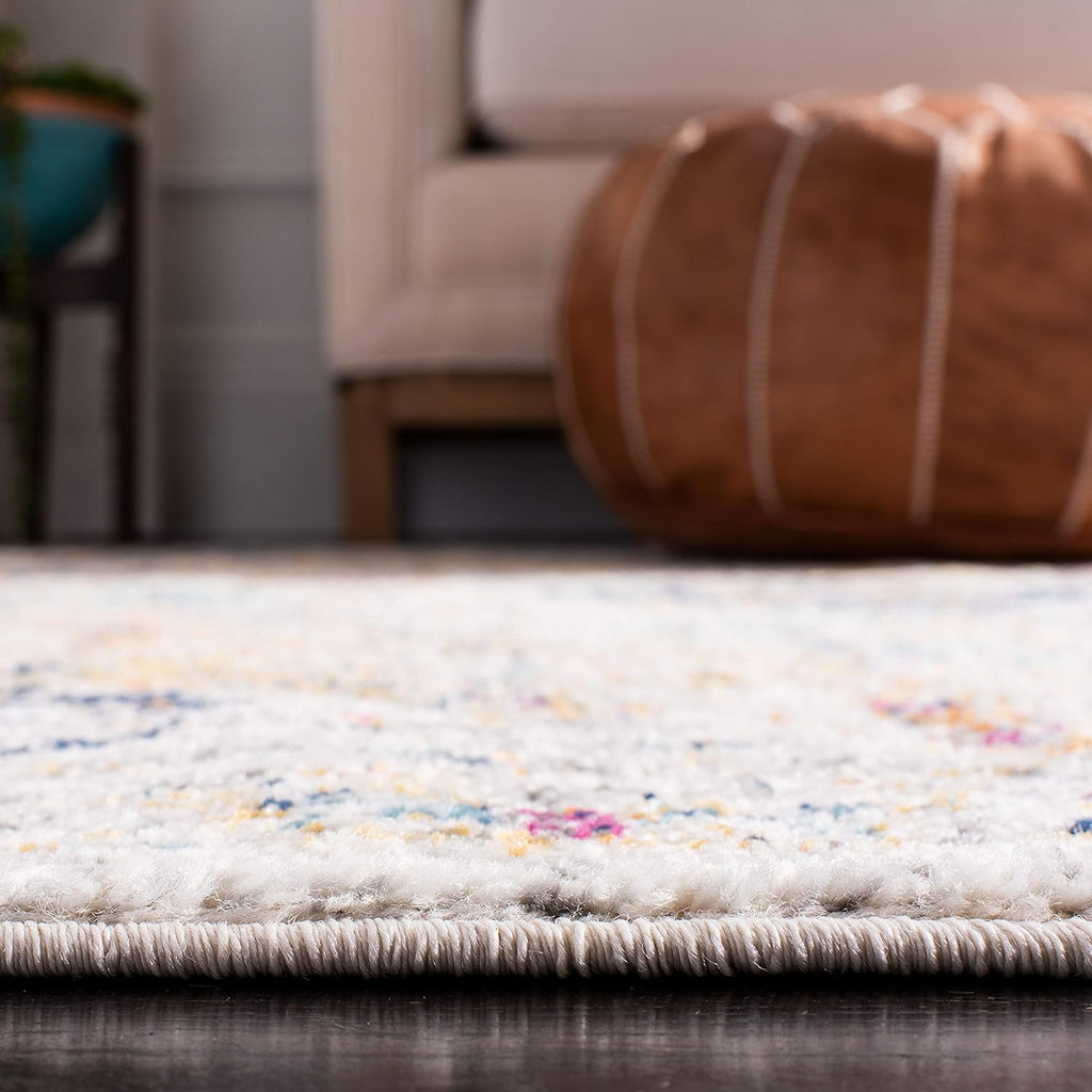 Madison X-Large Area Rug - 12' x 15', Cream & Multi, Floral Medallion Distressed Design, Non-Shedding & Easy Care