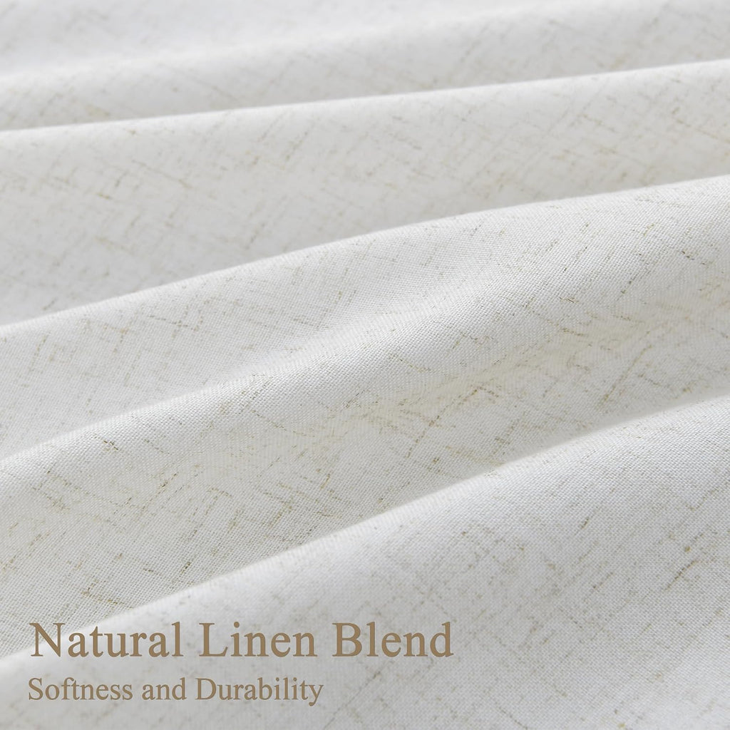 Linen Shower Curtain 72 Inches Long 1 Panel White | Shower Curtains with Hook, Waterproof Cloth, Boho Farmhouse