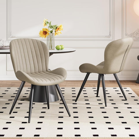 Dining Chairs Set of 2 Modern Fabric Dining Room Chairs Upholstered Dining Chairs with Thick Cushions Metal Legs