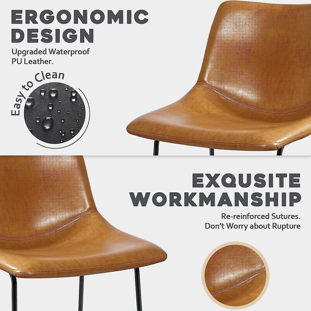 26 inch Bar Stools Set of 4,Counter Height Bar Stools with Back, Modern PU Leather Stools with Metal Leg and Footrest