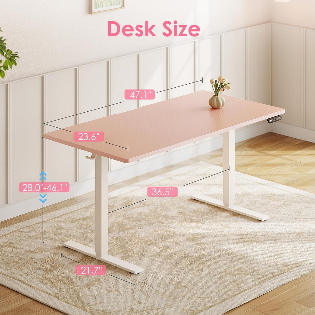48" Pink Electric Standing Desk Height Adjustable