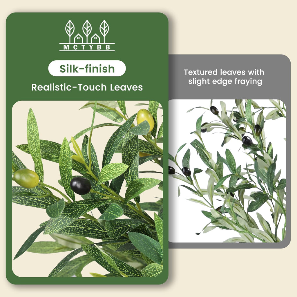 Faux Olive Tree 4ft Tall 2Pack with White Planter Decor
