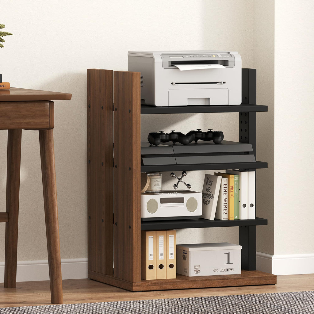 Space-Saving Corner Audio Rack, 4-Tier Stereo Cabinet Media Cabinet with 17-Position Adjustable Shelves, Durable 15mm