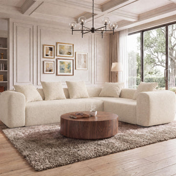 106" Boneless Couches, Modular Sectional Sofa, Beige