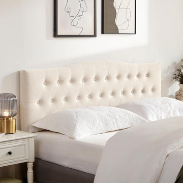 Tufted Upholstered Headboard Queen, Sturdy and Durable Solid Wood Bed headboard, Fabric Headboard Adjustable Height