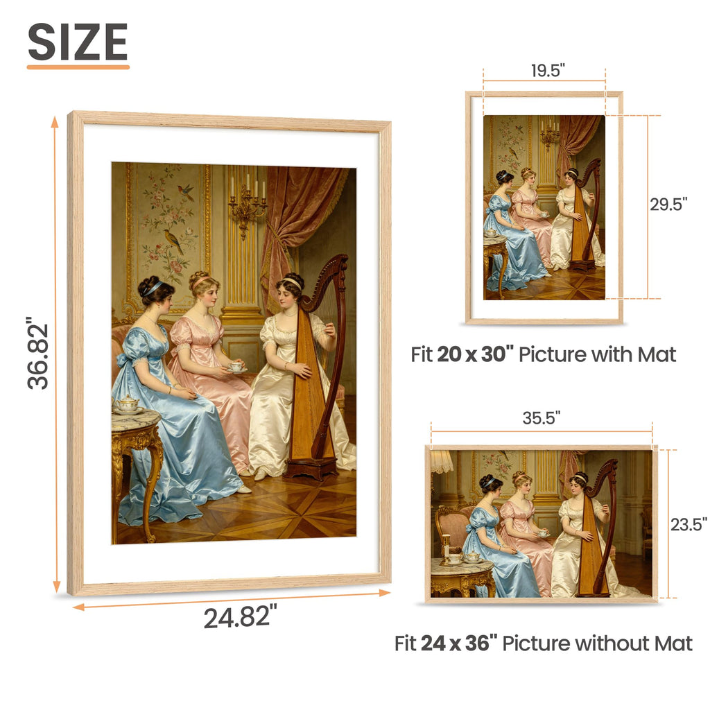 24x36 Picture Frame Solid Wooden, Nursery Decor, 1Pack Natural
