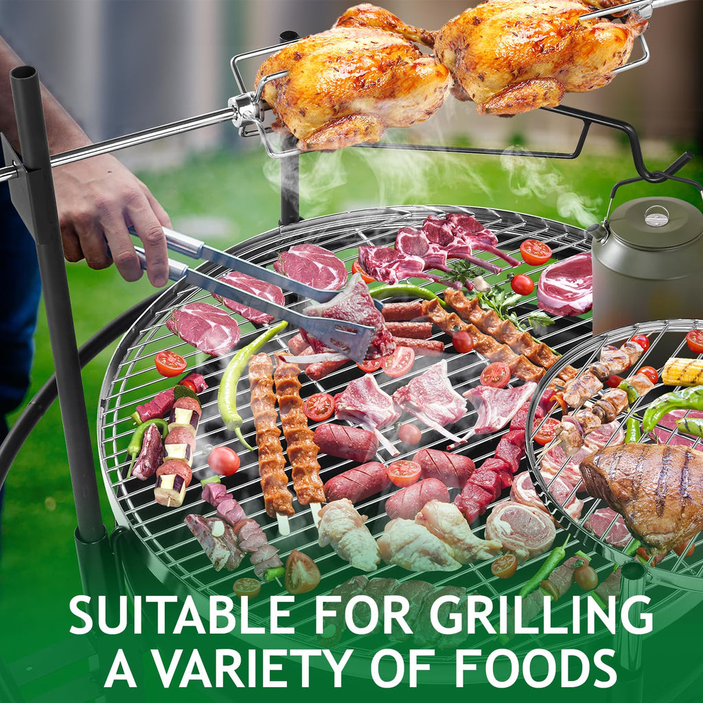 33 Inch 2 in 1 Fire Pit with Grills, Adjustable Swivel Grate