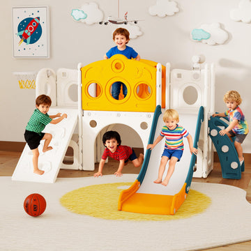 9 in 1 Toddler Slide Set Playground Indoor & Outdoor Fun for Kids & Babies Aged 1-3, Featuring Climbing Board