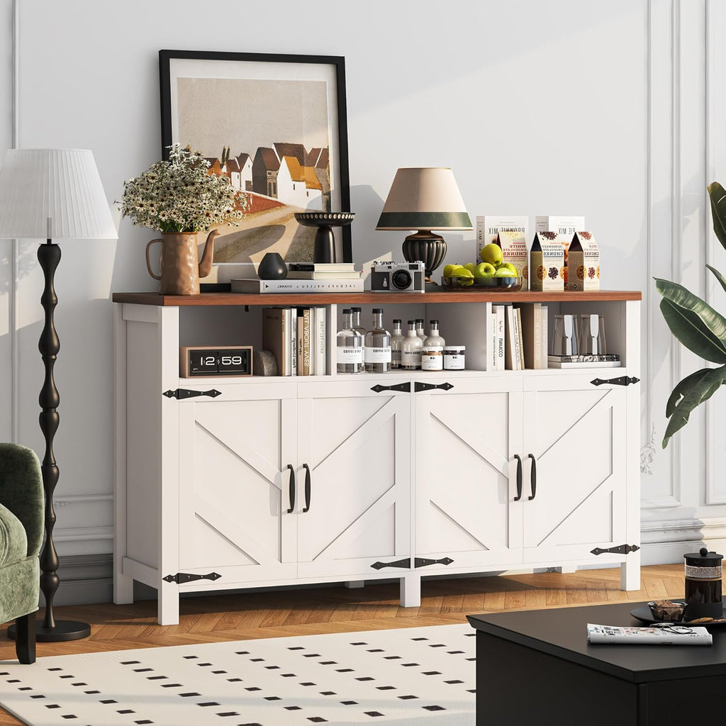 Buffet Sideboard with Storage Farmhouse with 4 Doors