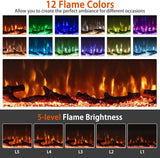 40 Inches 3-Sided Electric Fireplace Insert, 1200W Recessed, Wall-Mount, Freestanding Fire Place with Remote Control