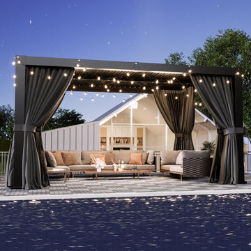 Louvered Pergola 10' x 12' Outdoor Aluminum Pergola with Adjustable Top for Decks, Gardens and Backyards, Gray