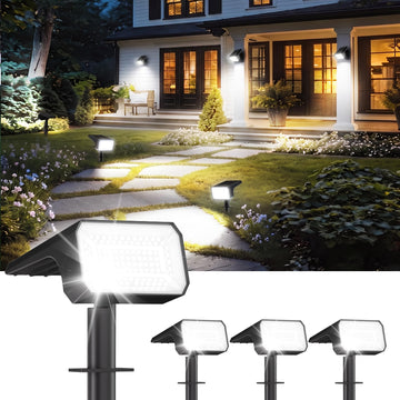 Upgraded Solar Spot Lights Outdoor IP67 Waterproof 4 Pack, [108 LEDs, 4 Modes, ] Dusk to Dawn Spotlights for All