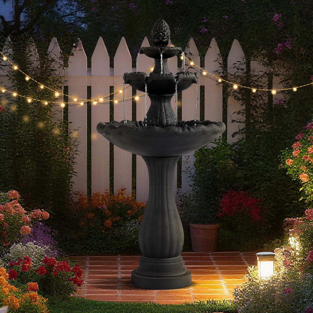 Garden Water Fountain Outdoor, 47.3" High Large Roman Italian Waterfall Fountain for Outside