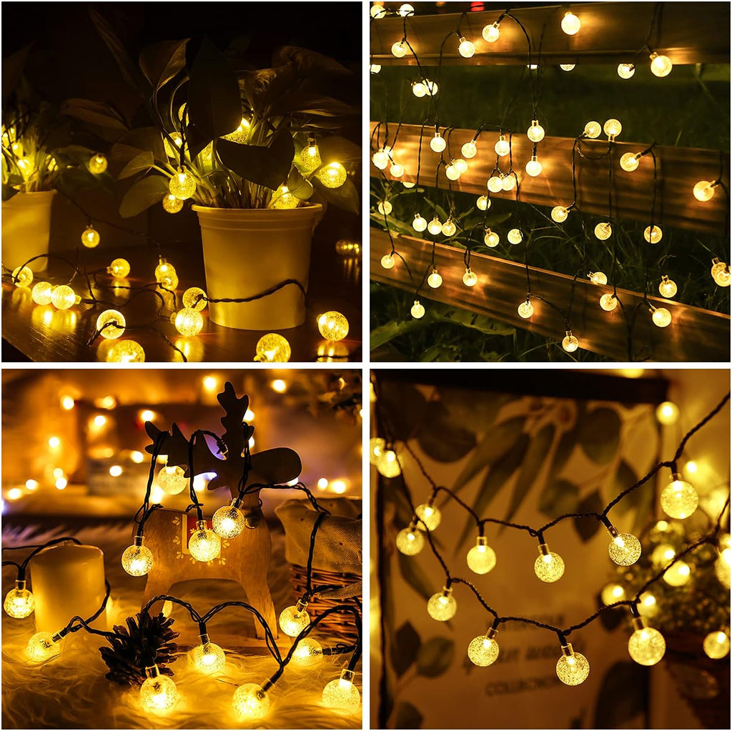 Solar Umbrella Lights Crystal String Lights Solar Powered Waterproof 60 LED Patio Umbrella Lights 8 Lighting Modes