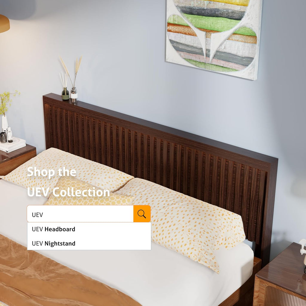 Modern Headboard with Light Elegant Wood Design, 81.5 Inch Wide Headboard Only, Modern Farmhouse, Fluted Panel, Wall