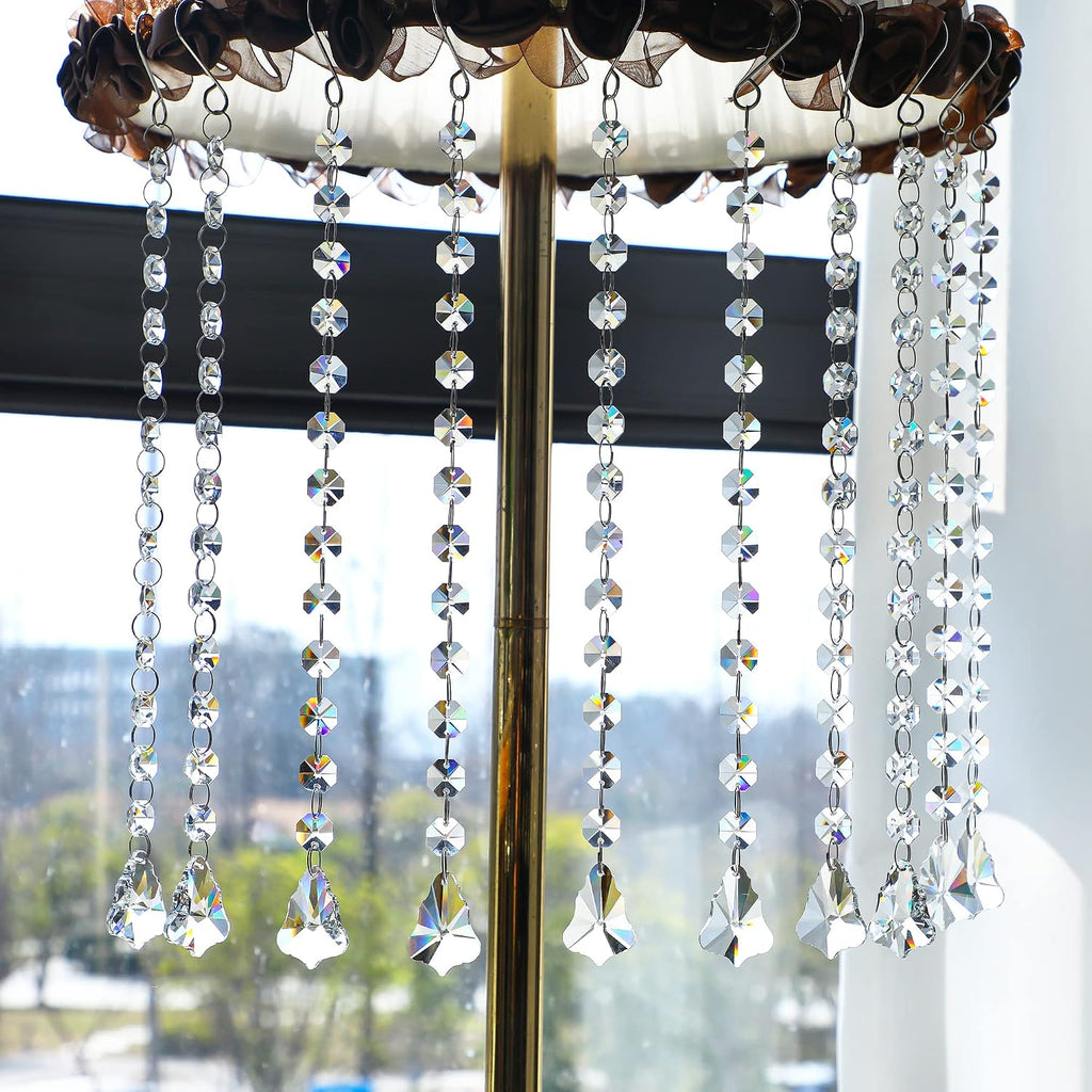 10 Pack Hanging Chandelier Maple Leaf Crystals