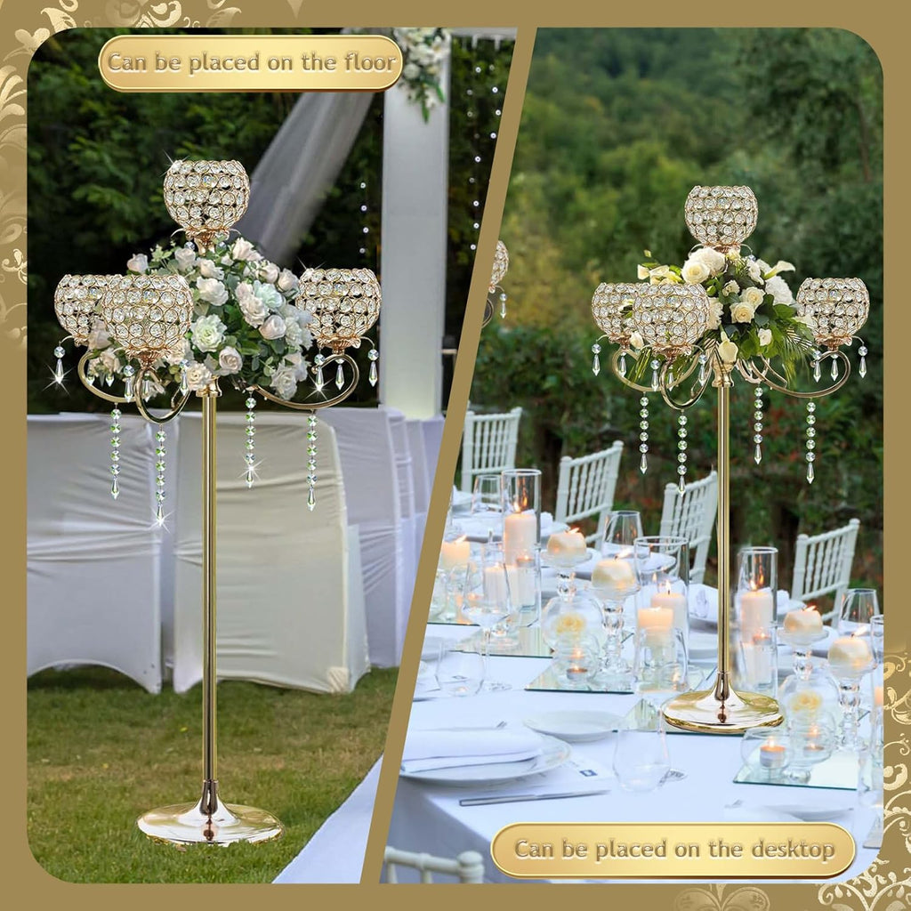 50" Tall Large Elegant Crystal Candelabra/Candlestick Holder Centerpiece for Weddings, Parties & Reception Decoration