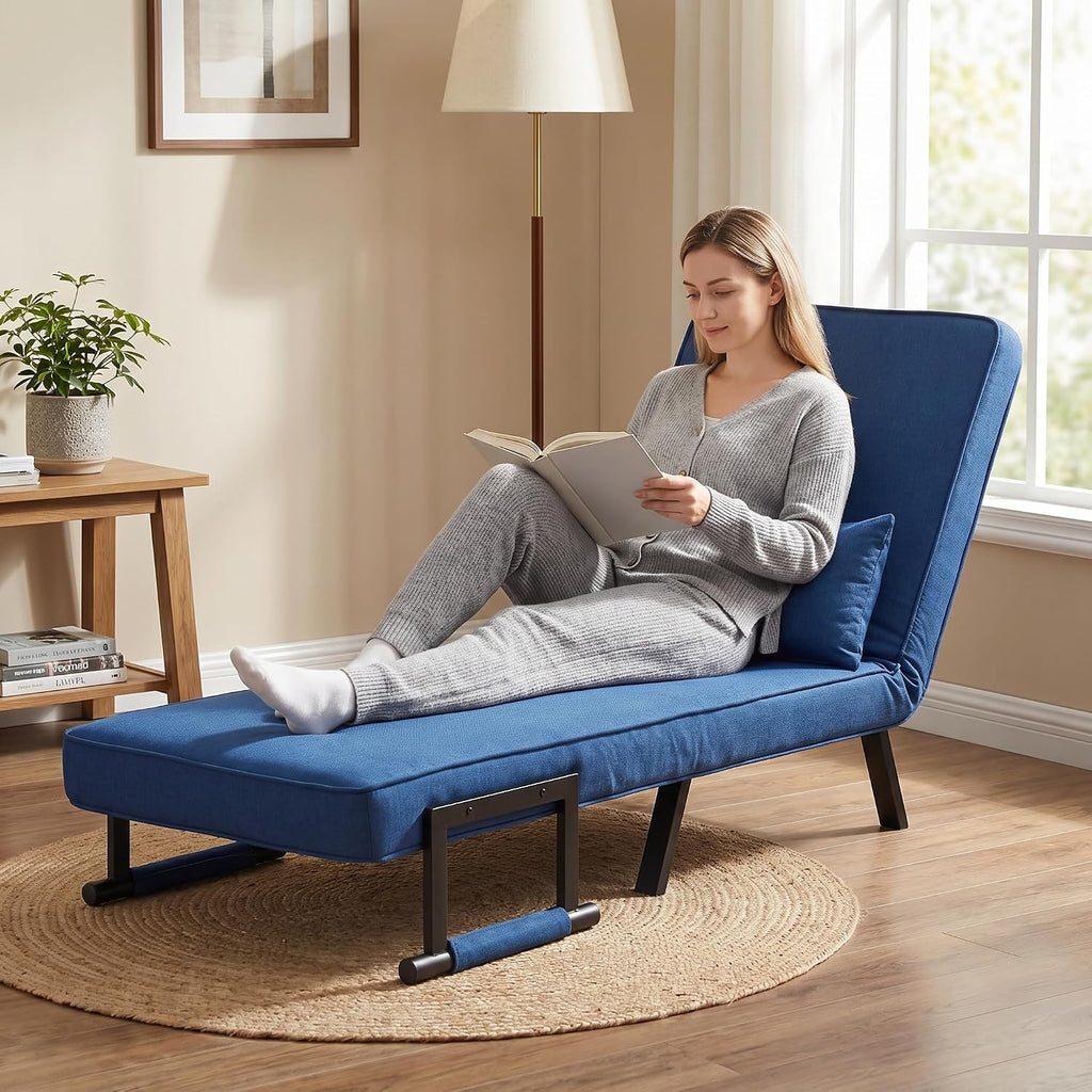 5 in 1 Convertible Bed Sleeper Chair, Chair Bed for Adults with 5 Adjustable Backrest, Folding Chaise Lounge Couch