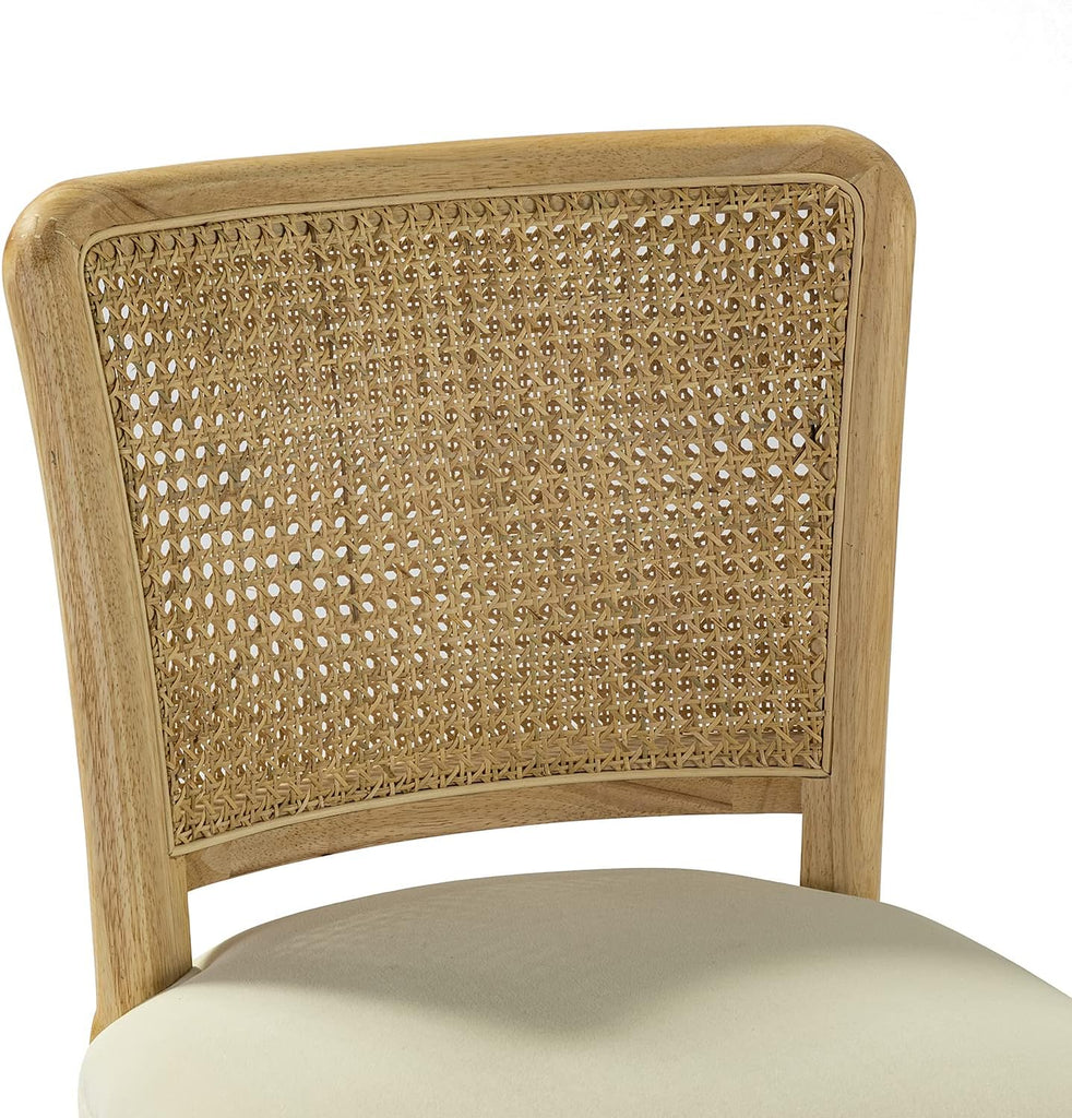Modern Home Comfortable Upholstered Armless Desk Chair, Adjustable Swivel Rolling Computer Chair with Rattan Mid-Back