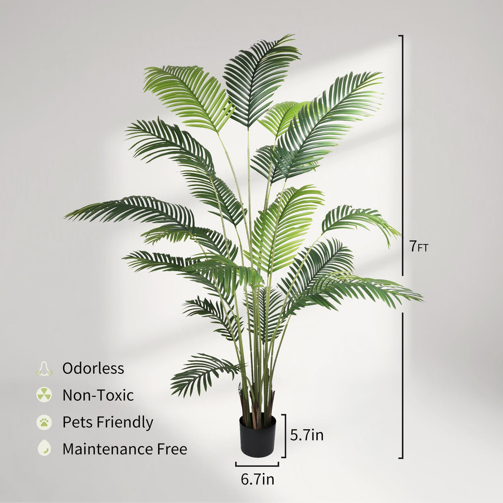 Garden 82in 2-Pack Artificial Areca Palm Tree in Pot, 7ft Fake Cane Palm Silk Plant Indoor Outdoor, Dypsis Lutescens