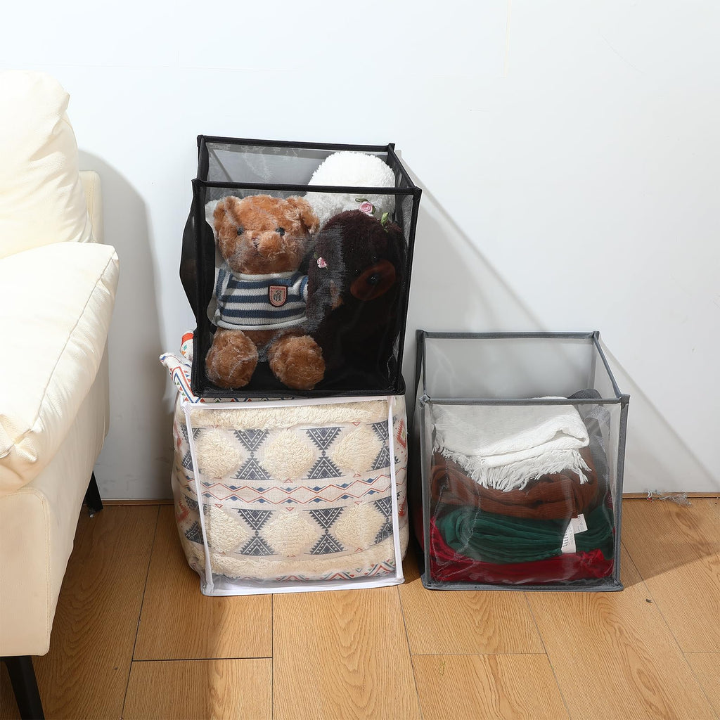 6 Pack Collapsible Mesh Laundry Basket, Multicolor, Single-layer