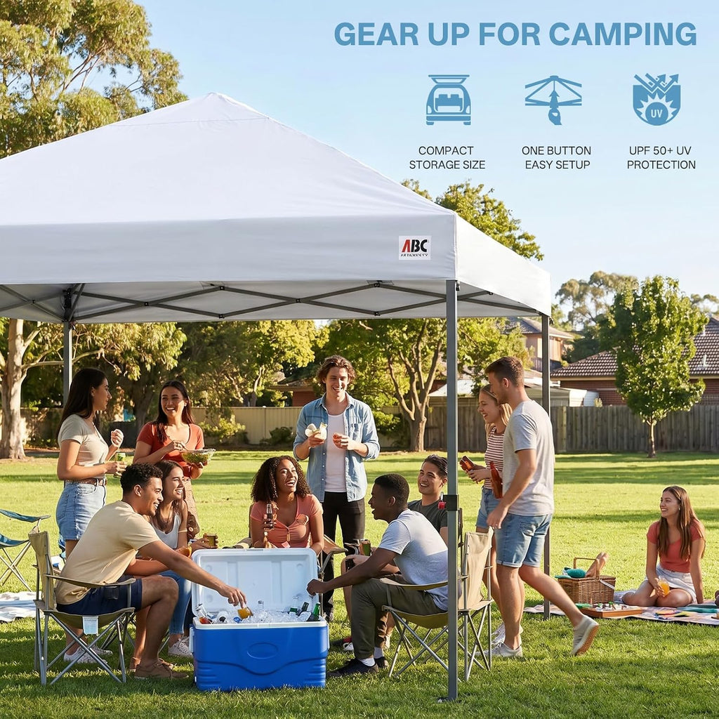 10x10 Pop Up Canopy Tent, Easy Setup Instant Shelter with Wheeled Bag, Heavy Duty Outdoor Canopy UV Protection
