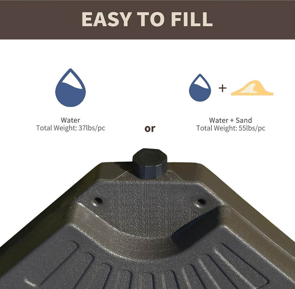 4 Pieces Cantilever Patio Umbrella Base, Fan Shaped Umbrella Weight w/Built-in Handles & Rugged Material