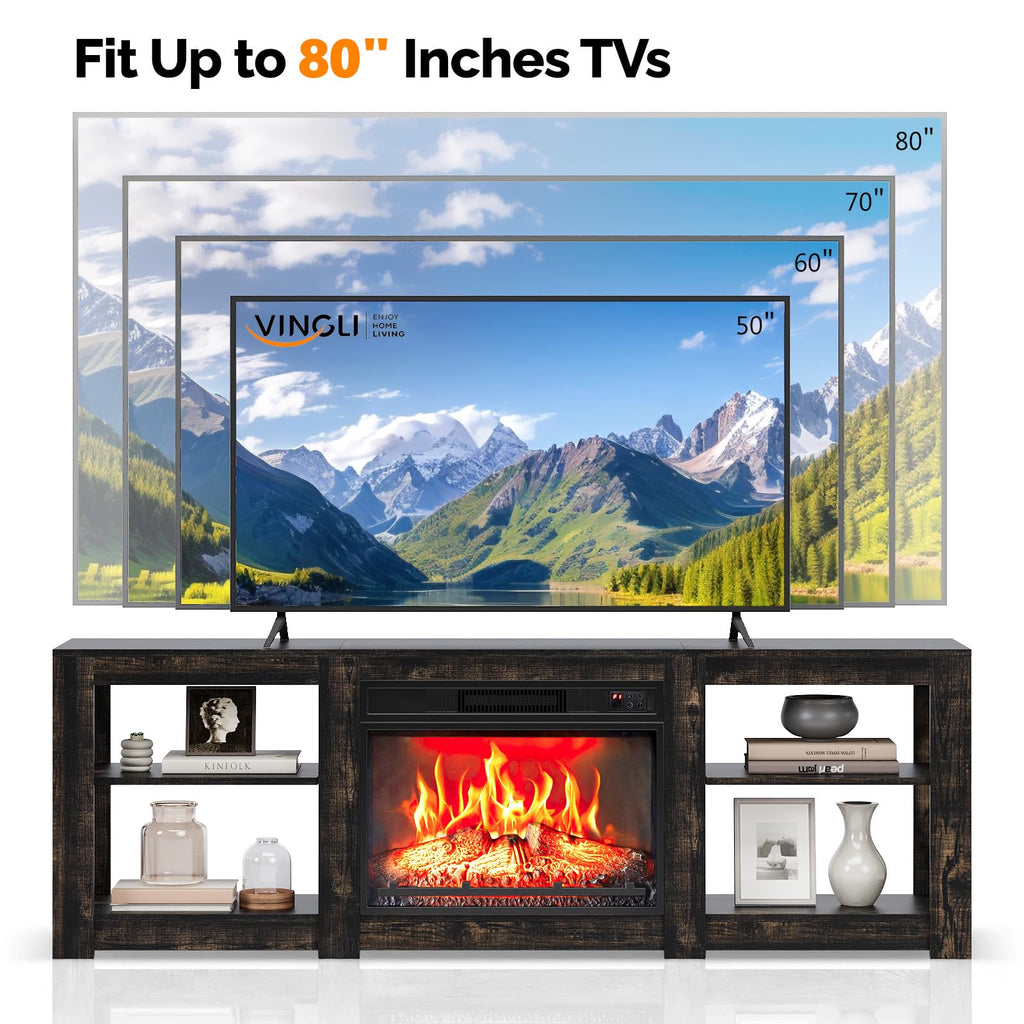 70" for up to 80 inch TVs, Dark Rustic Oak