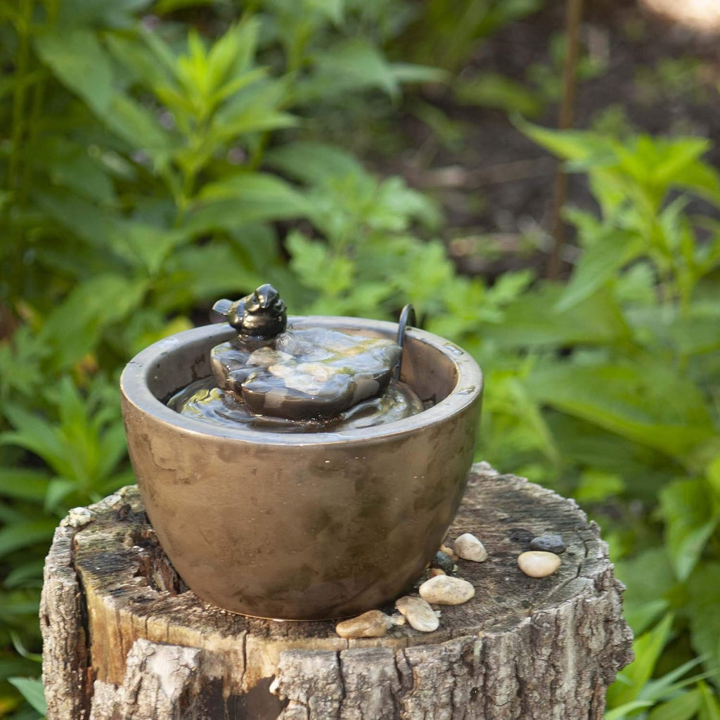 Foreside Bronze Bird on Leaf Indoor Water Fountain with Pump