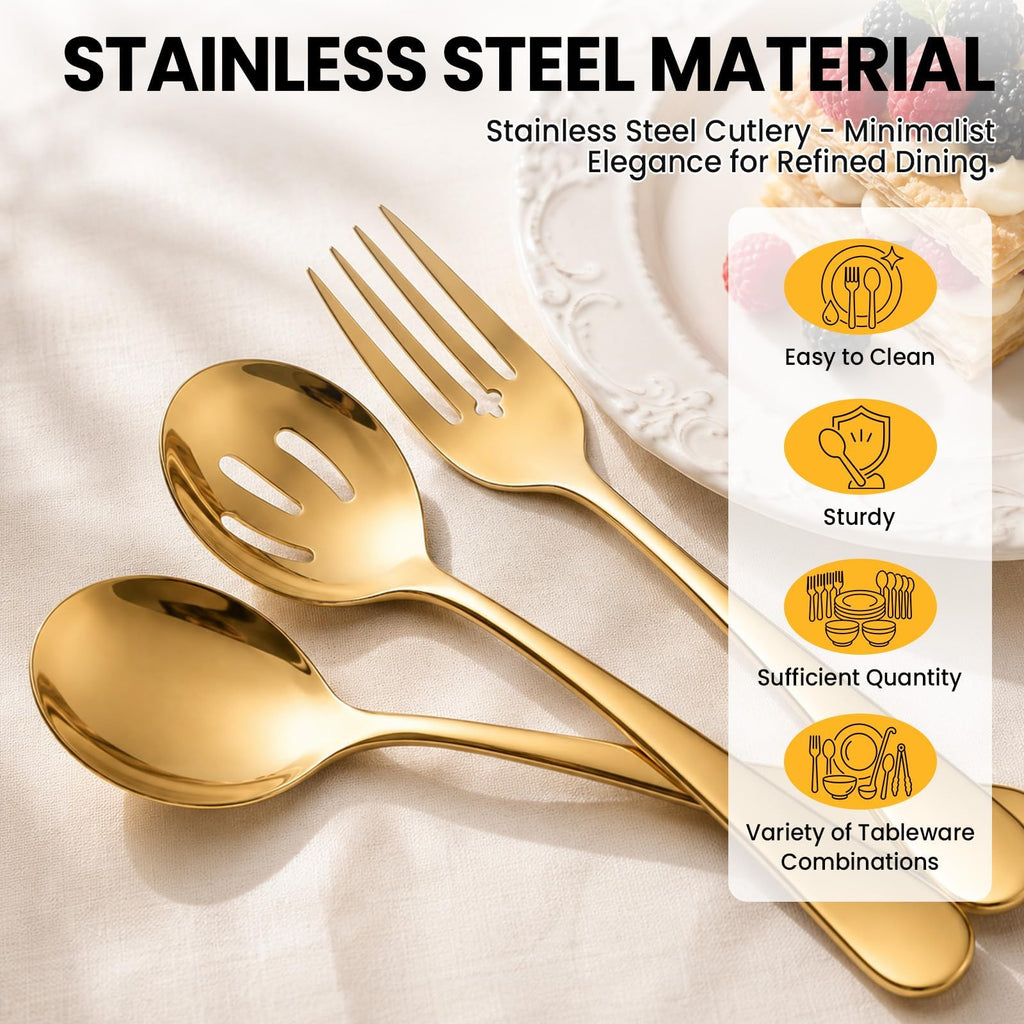 Gold Serving Utensils Set, Serving Spoons for Buffet