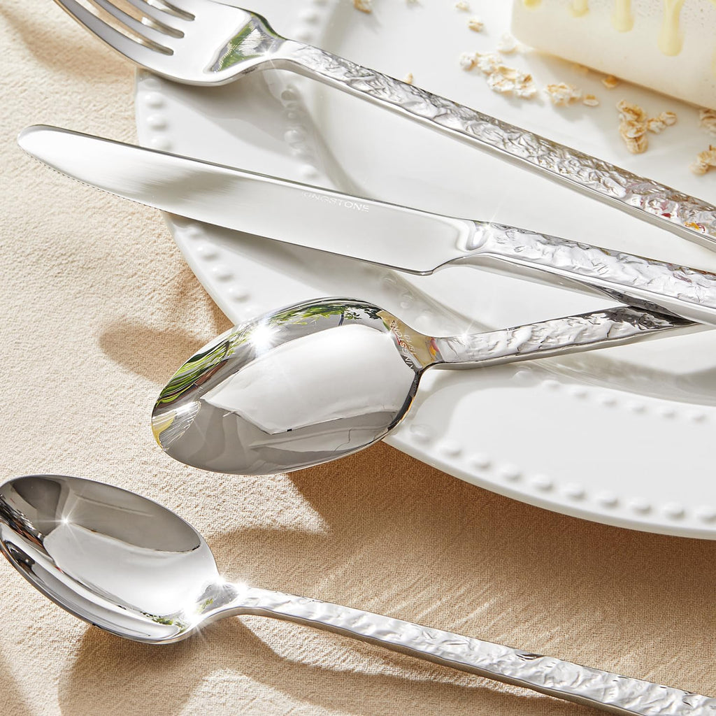 60 Pieces Hammered Silverware Set for 12, 18/10 Stainless Steel Heavy Duty Flatware Set, Tableware Cutlery Utensil Sets