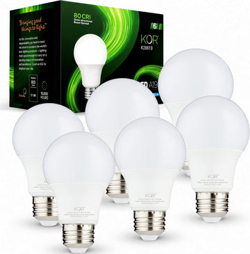 A19 LED Light Bulbs, 60W Equivalent, 3000K Soft White, 6 Pack, E26 Base