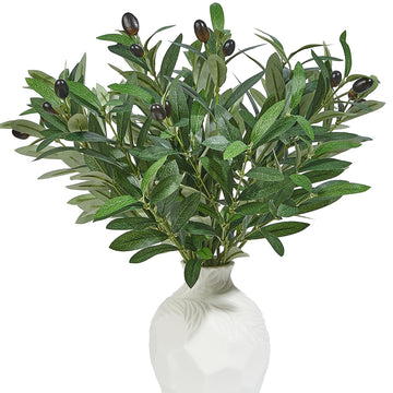 5 PCS 18 Inch Olive Tree Branches Greenery Stems Artificial Plants Faux Olive Branch for Vase Realistic Green Stem